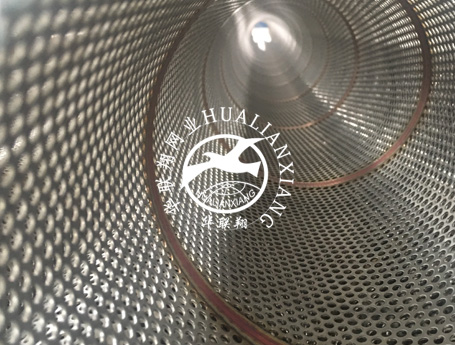 Perforated spiral welded pipe is made with steel belt perforated, then coiled to the unfinished piping according to certain